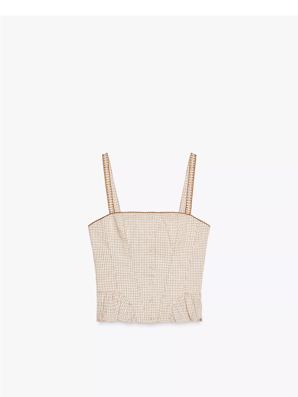 Zara Beige Gingham Cropped Camisole